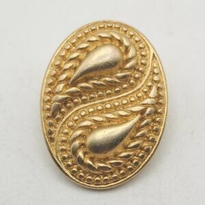 Monet Single Clip On Earring Gold Tone Paisley Oval Signed Designer Replacement